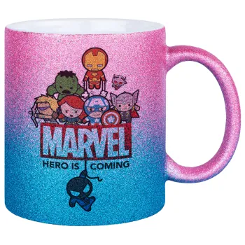 MARVEL, Κούπα Χρυσή/Μπλε Glitter, κεραμική, 330ml