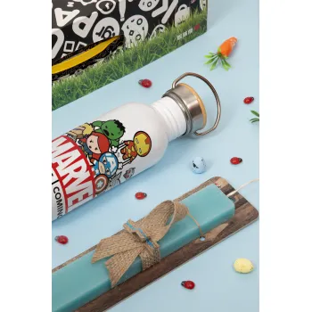 MARVEL, Πασχαλινή Λαμπάδα με παγούρι μεταλλικό (620ml, stainless steel) & κερί αρωματικό πλακέ (30cm) (ΤΙΡΚΟΥΑΖ)