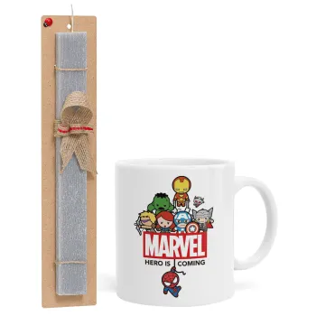 MARVEL, Easter Set, Ceramic Cup (330ml) & Easter aromatic flat candle (30cm) (GRAY)