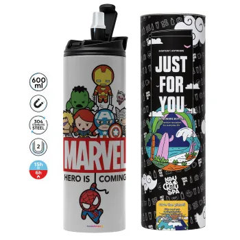 MARVEL, Tumbler ποτήρι θερμό ΓΚΡΙ από ανοξείδωτο ατσάλι 600ml