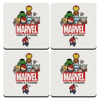 MARVEL, ΣΕΤ 4 Σουβέρ ξύλινα τετράγωνα (9cm)