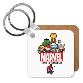 MARVEL, Μπρελόκ Ξύλινο τετράγωνο MDF