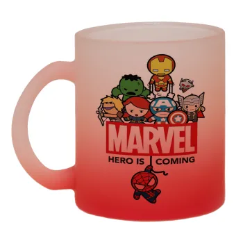 MARVEL, Κούπα γυάλινη δίχρωμη με βάση το κόκκινο ματ, 330ml