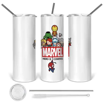 MARVEL, Tumbler stainless steel 600ml, with metal straw & cleaning brush