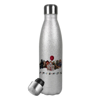 Halloween Friends, Metallic Glitter Silver Thermos Flask (Stainless steel), double-walled, 500ml