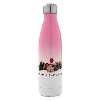 Halloween Friends, Metal mug thermos Pink/White (Stainless steel), double wall, 500ml