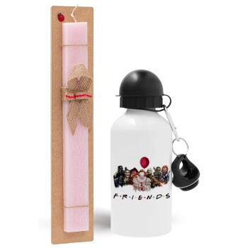 Halloween Friends, Easter Set, metallic aluminum bottle (500ml) & aromatic flat Easter candle (30cm) (PINK)