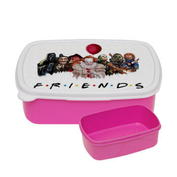 Halloween Friends, ΡΟΖ παιδικό δοχείο φαγητού (lunchbox) πλαστικό (BPA-FREE) Lunch Βox M18 x Π13 x Υ6cm