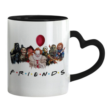 Halloween Friends, Mug heart black handle, ceramic, 330ml