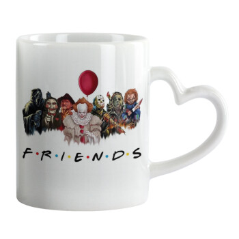 Halloween Friends, Κούπα καρδιά χερούλι λευκή, κεραμική, 330ml