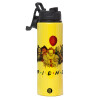 Metallic water bottle with safety lid, 850ml aluminum