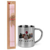 Easter Set, metallic thermal cup (300ml) & aromatic flat Easter candle (30cm) (PINK)