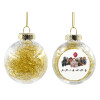 Transparent Christmas tree ball ornament with gold filling 8cm