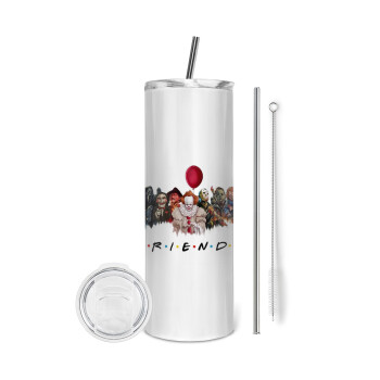 Halloween Friends, Eco friendly stainless steel tumbler 600ml, with metal straw & cleaning brush