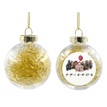 Halloween Friends, Transparent Christmas tree ball ornament with gold filling 8cm