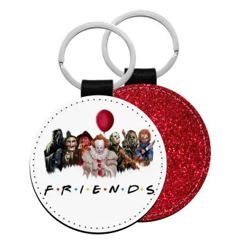 Halloween Friends, Μπρελόκ Δερματίνη, στρογγυλό ΚΟΚΚΙΝΟ (5cm)