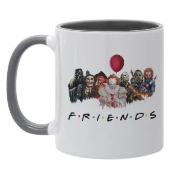 Halloween Friends, Κούπα χρωματιστή γκρι, κεραμική, 330ml