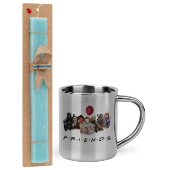 Halloween Friends, Easter Set, metallic thermal cup (300ml) & aromatic flat Easter candle (30cm) (TURQUOISE)