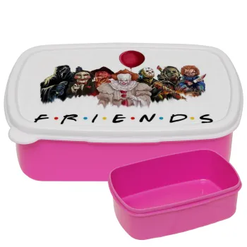 Halloween Friends, ΡΟΖ παιδικό δοχείο φαγητού (lunchbox) πλαστικό (BPA-FREE) Lunch Βox M18 x Π13 x Υ6cm