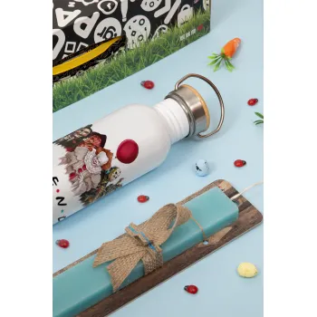 Halloween Friends, Πασχαλινή Λαμπάδα με παγούρι μεταλλικό (620ml, stainless steel) & κερί αρωματικό πλακέ (30cm) (ΤΙΡΚΟΥΑΖ)