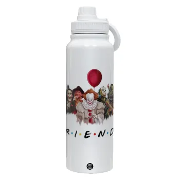 Halloween Friends, Θερμός 1L Ανοξείδωτο με Βάση Κινητού & Διπλά Τοιχώματα