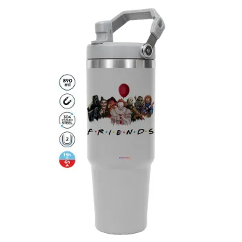 Halloween Friends, GREY color, 890ml (30oz) stainless Steel Tumbler with Handle