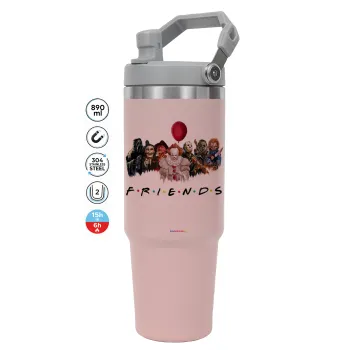 Halloween Friends, Pink color, 890ml (30oz) stainless Steel Tumbler with Handle