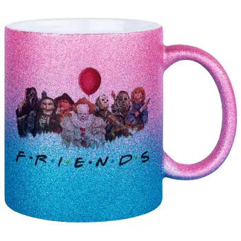 Halloween Friends, Κούπα Χρυσή/Μπλε Glitter, κεραμική, 330ml