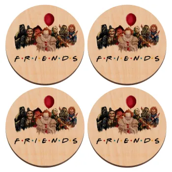 Halloween Friends, ΣΕΤ x4 Σουβέρ ξύλινα στρογγυλά plywood (9cm)