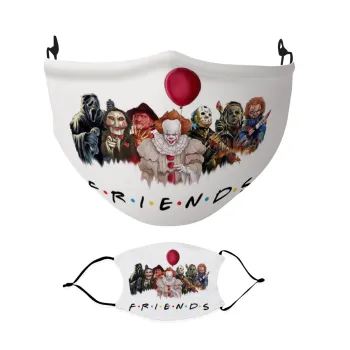 Halloween Friends, Μάσκα υφασμάτινη Ενηλίκων πολλαπλών στρώσεων με υποδοχή φίλτρου