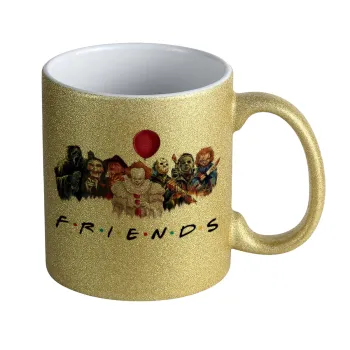 Halloween Friends, Κούπα Χρυσή Glitter που γυαλίζει, κεραμική, 330ml