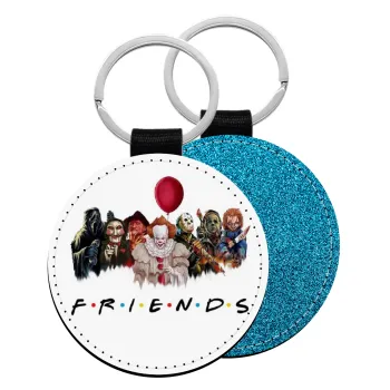 Halloween Friends, Μπρελόκ Δερματίνη, στρογγυλό ΜΠΛΕ (5cm)