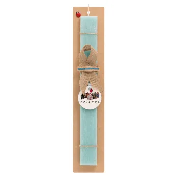 Halloween Friends, Easter Set, wooden keychain & aromatic flat Easter candle (30cm) (TURQUOISE)