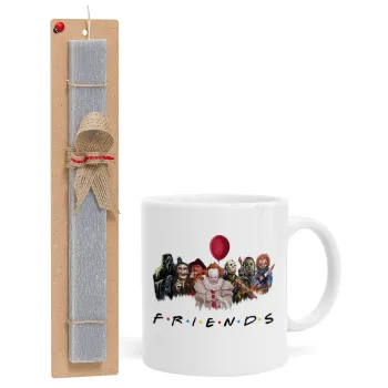 Halloween Friends, Easter Set, Ceramic Cup (330ml) & Easter aromatic flat candle (30cm) (GRAY)