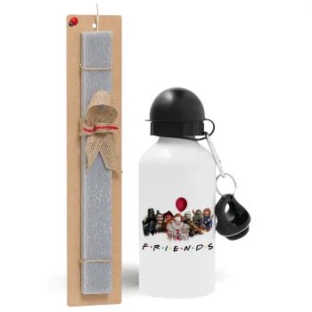 Halloween Friends, Easter Set, metallic aluminum water bottle (500ml) & aromatic flat Easter candle (30cm) (GRAY)