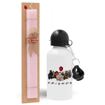 Halloween Friends, Easter Set, metallic aluminum bottle (500ml) & aromatic flat Easter candle (30cm) (PINK)