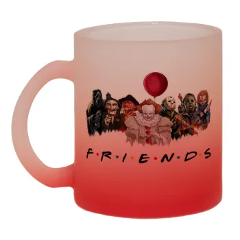 Halloween Friends, Κούπα γυάλινη δίχρωμη με βάση το κόκκινο ματ, 330ml