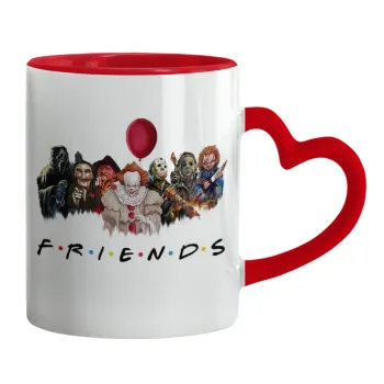 Halloween Friends, Mug heart red handle, ceramic, 330ml