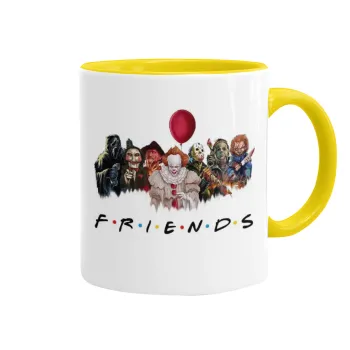 Halloween Friends, Κούπα χρωματιστή κίτρινη, κεραμική, 330ml