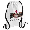 Τσάντα πλάτης πουγκί GYMBAG λευκή, με τσέπη (40x48cm) & χονδρά κορδόνια