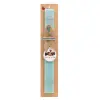 Easter Set, wooden keychain & aromatic flat Easter candle (30cm) (TURQUOISE)