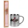 Easter Set, metallic thermal cup (300ml) & aromatic flat Easter candle (30cm) (PINK)