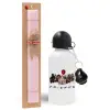 Easter Set, metallic aluminum bottle (500ml) & aromatic flat Easter candle (30cm) (PINK)