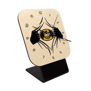 Hero batman, Επιτραπέζιο ρολόι σε φυσικό ξύλο (10cm)