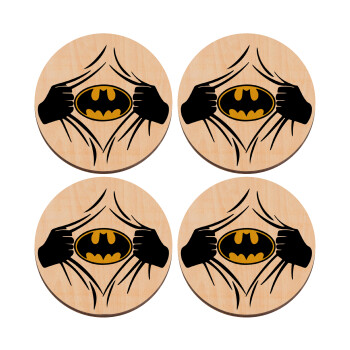 Hero batman, ΣΕΤ x4 Σουβέρ ξύλινα στρογγυλά plywood (9cm)