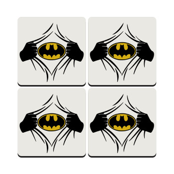 Hero batman, ΣΕΤ 4 Σουβέρ ξύλινα τετράγωνα (9cm)