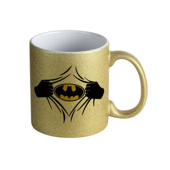 Hero batman, Κούπα Χρυσή Glitter που γυαλίζει, κεραμική, 330ml