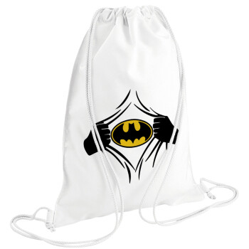 Hero batman, Τσάντα πλάτης πουγκί GYMBAG λευκή (28x40cm)