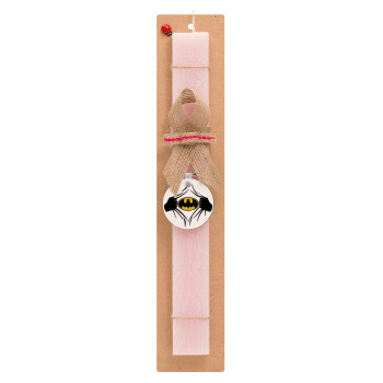 Hero batman, Easter Set, wooden keychain & scented flat Easter candle (30cm) (PINK)