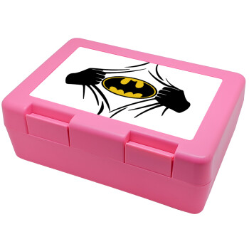 Hero batman, Children's cookie container PINK 185x128x65mm (BPA free plastic)